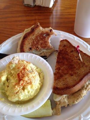 Tuna melt and potato salad