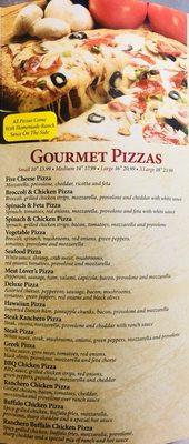 Specialty Gourmet Pizzas