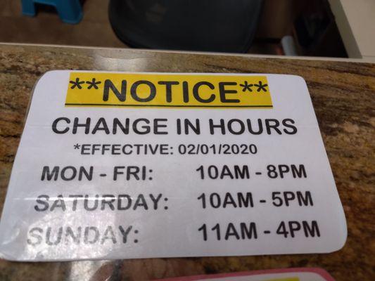 New hours!