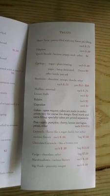 sweets menu