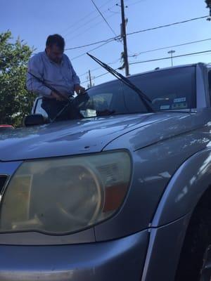 SWP installing a replacement windshield on my Toyota. Great job, guys!