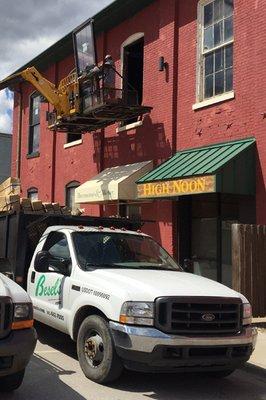 Historic window replacement in downtown Leavenworth.