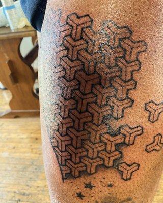 Geometric Design Thigh Tattoo