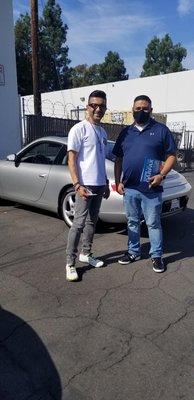 Newport Auto Source owner Cam and I with my 2000 Porsche 911 Carrera. Great experience and great car!