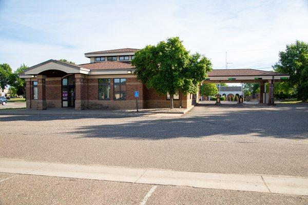 Exterior view of drive-thru and ATM at Monticello, MN CorTrust Bank location