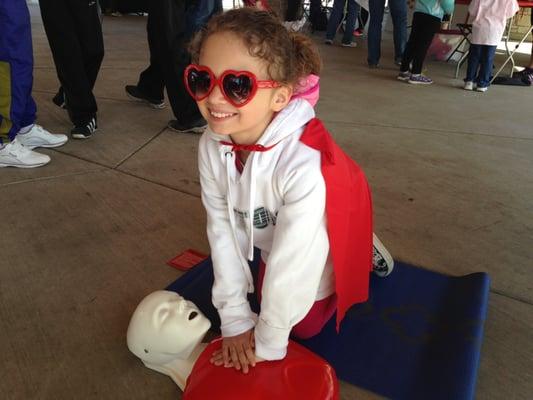 At an American Heart Association even in West Bend Wisconsin, this little Super Girl had some super CPR skills!