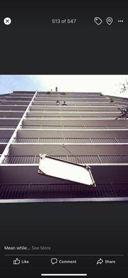 Installing a customers mirror on the ninth floor