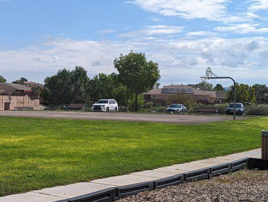 Basketball court and parking lot