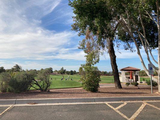 View of Driving Range next to clubhouse