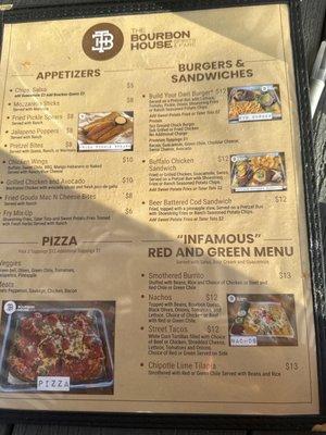 Front of menu