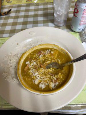 Split pea soup with white rice a staple for Cuban food!