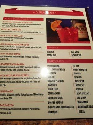 Drink menu