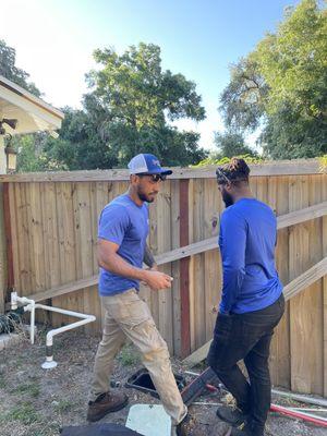 Nate and Jesse on an install