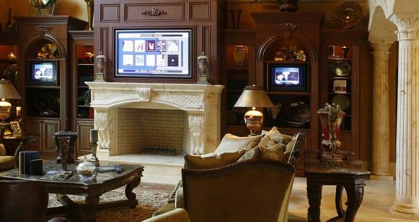 A multi-TV system installation in a living room