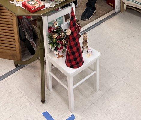 Found this adorable chair and some left over holiday decor on sale