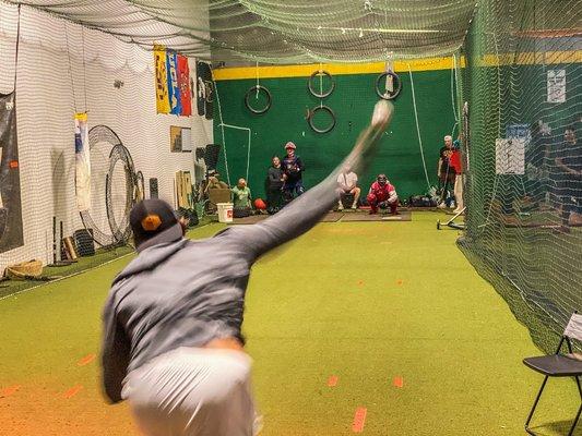 Jeremy Jeffress putting in work in the bullpen at Fuel Factory