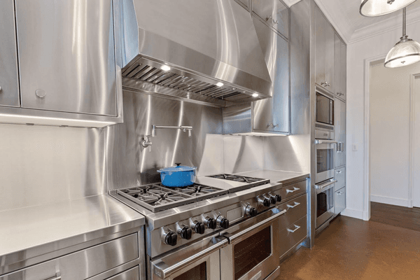 Completely stainless steel catering kitchen