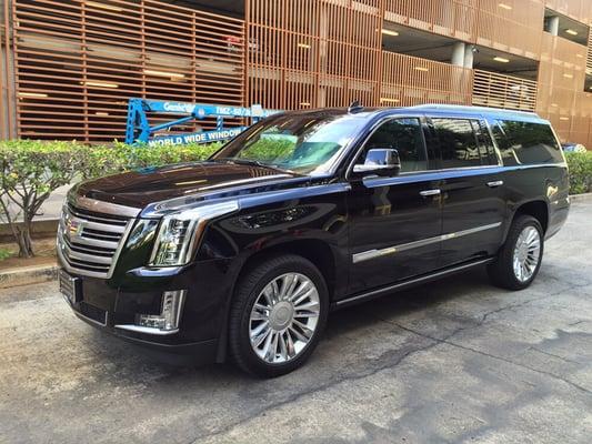 Top of the line Cadillac Escalade ESV platinum edition added to our fleet