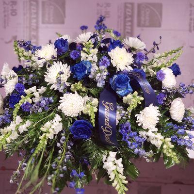 Beautiful blue and white tribute  spray