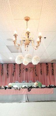 Our antique chandelier....yes we rent!!