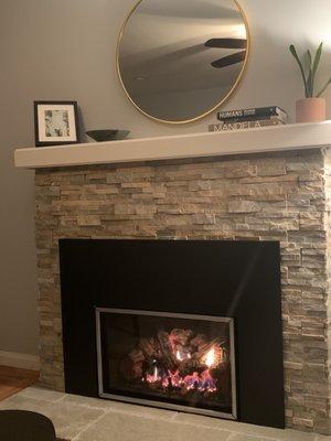 Gas fireplace (converted from wood burning).