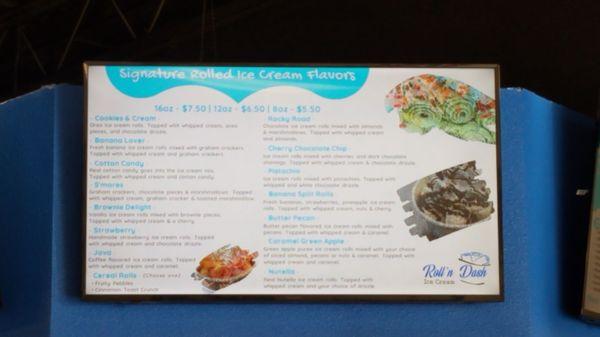 Menu. $5.50 for 8oz. Also build your own, for the same price.