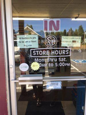 Store hours.