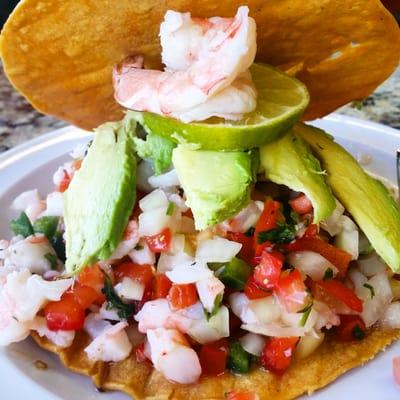 Shrimp and Avocado Tostada