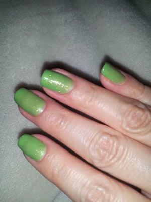 Green glittery gel/shellac. ($25)