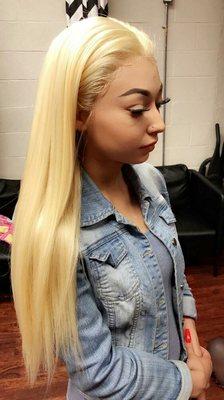 Platinum Blonde Lace Frontal w/ Bundles. NightLyfe has Bundles, Closures, Frontals in all colors.