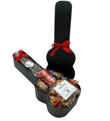 Music Lover Guitar Case Gift Basket for $42