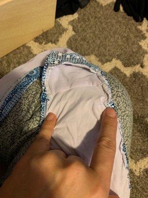 Inconsistent stitching in bulging.