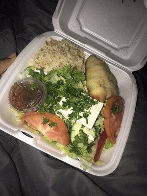 Spinach Pie, Greek Salad & Rice