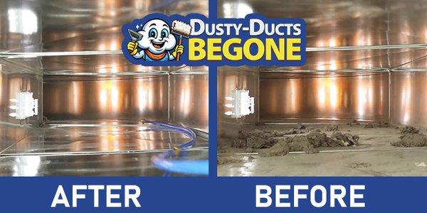 Transform your air with Dusty Ducts Be-Gone! Check out our 'Before' and 'After' commercial duct cleaning results in Charlotte, NC