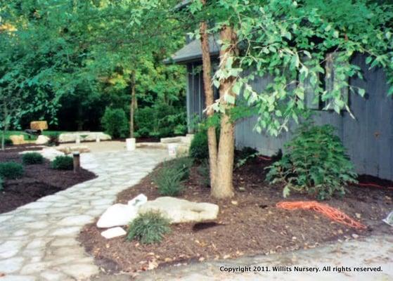 New flagstone entrance walk, entrance patio, and planting at an existing residence in Pataskala.