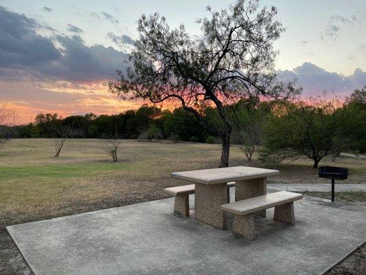 Bench at sunrise park