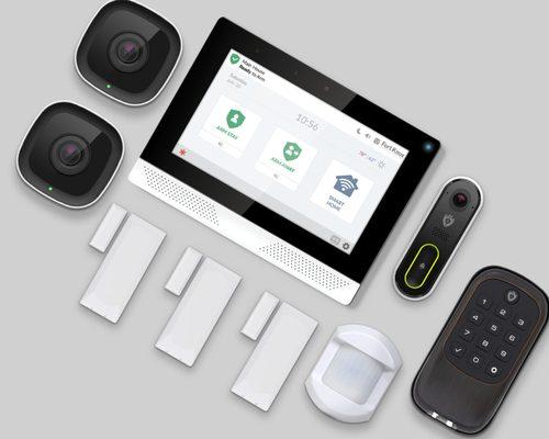 Security Package with all new Edge panel, security cameras, motion sensors, window/door contact, doorbell camera, touchpad door lock.