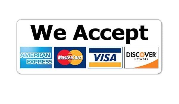 Accepting all major credit cards!