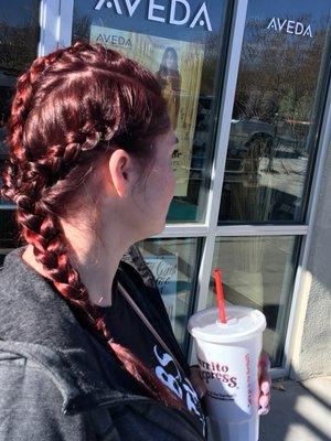 Reds and braids! Hair color and cut by JoAnna