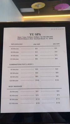 Price list