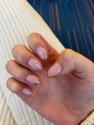 French mineral gel with glitter tip