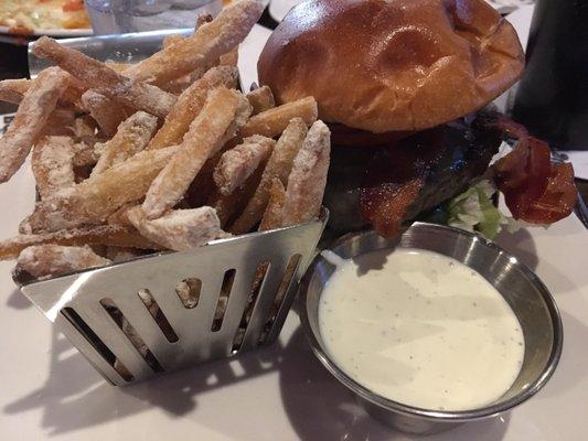 Butter burger with white cheddar truffle fries