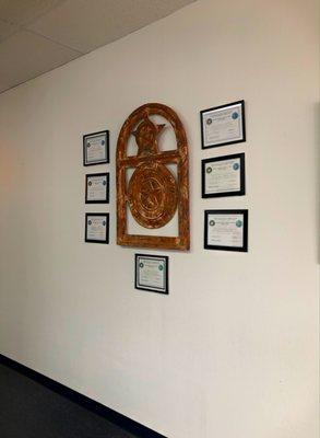 Our certification wall