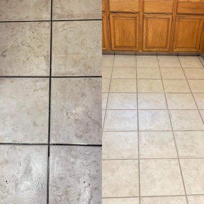 Tile and grout scrubbing and steam cleaning.