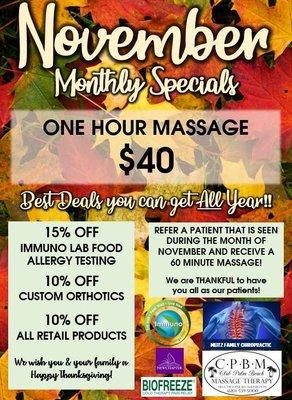 NOVEMBER SPECIAL!