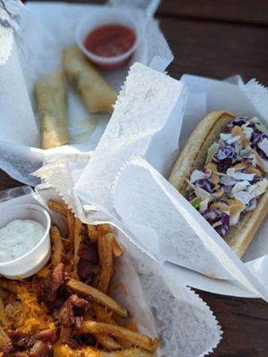 BL: cheese rolls FL: loaded fries RT: road dog