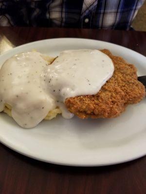 Chicken fried steak was pretty good. Not homemade but the potatoes were.