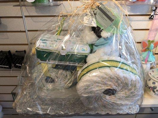 Handcrafted tractor diaper cake