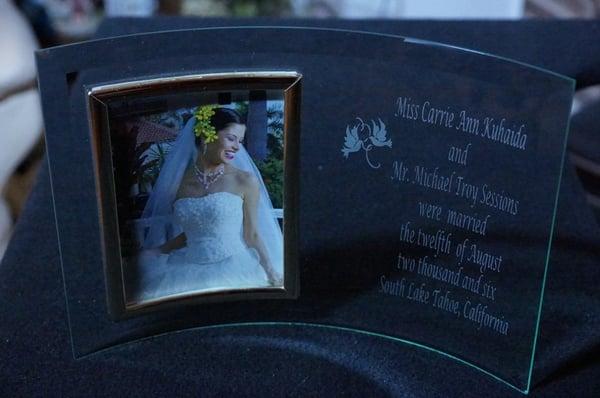 Curved Glass with Photo and custom etching - Gift, Recognition or Award, Team and Individual Activity, Special Occasion and Event.