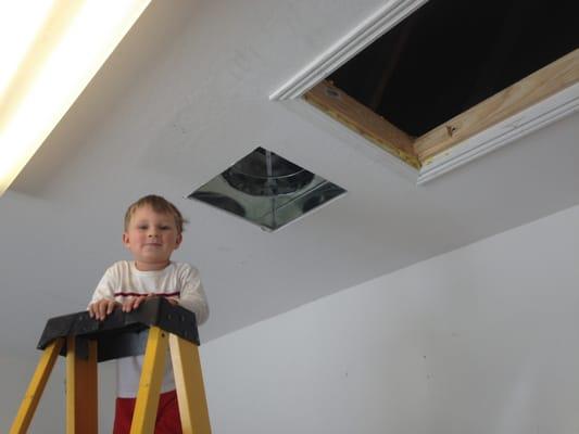 Daddy's big helper on GF14 fan install.